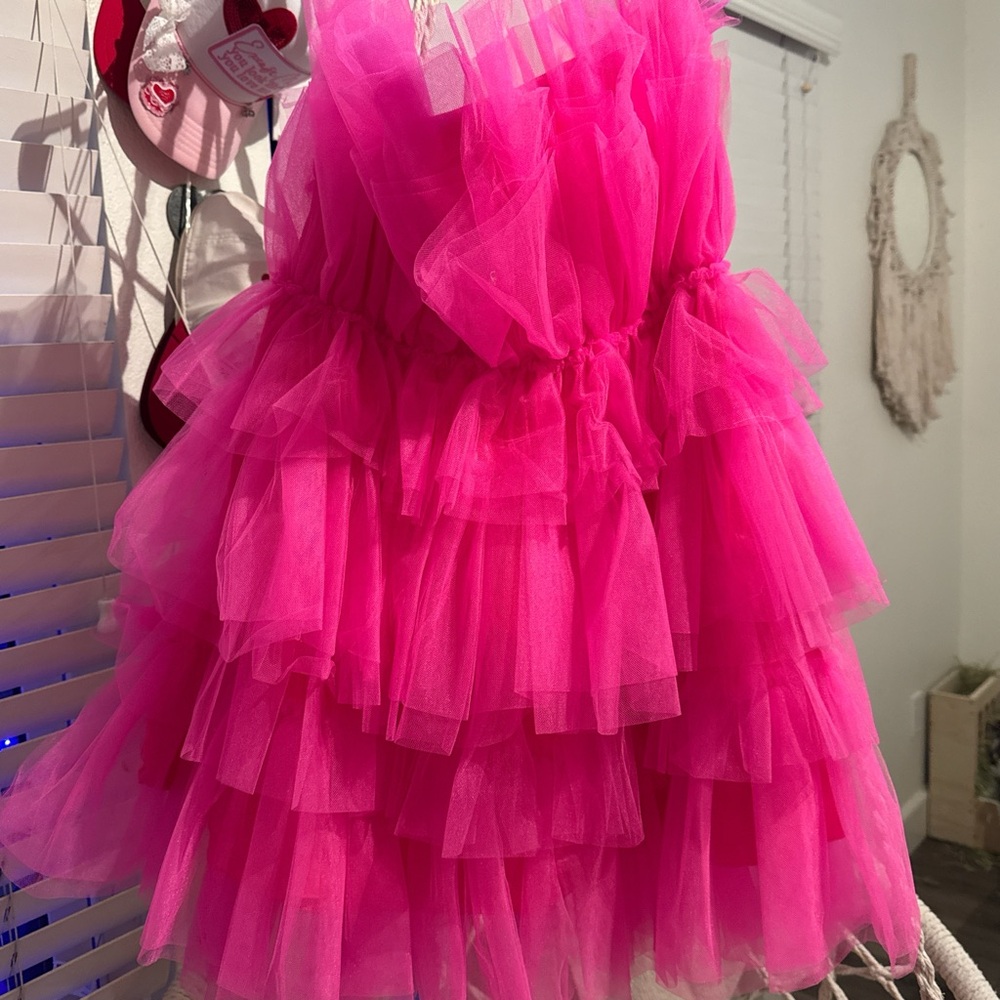 Pink Ruffled Mini Dress - Picture 2 of 5